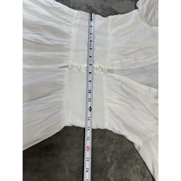 Commense White Maxi Dress Small NWT Lined Puff Sleeve Button Front Elegant - Picture 8 of 11